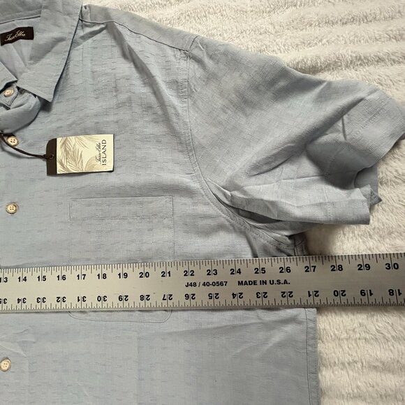 Tasso Elba Men Silk Blend Button Up Short Sleeve Shirt XXL Light Blue Casual New - Picture 6 of 7